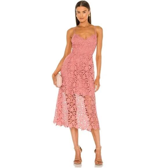 NWT ASTR The Label Floral Lace Sleeveless Dress Midi | Dark Blush Pink | SZ S - Picture 1 of 13